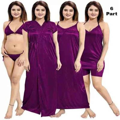 6 Part Indian Night Dress (Purpel)